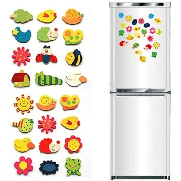 NUOVO 2024 12 pezzi/set baby frigo carino frigo magneti in legno fumetto bambino carino giocattoli educativi divertenti frigo