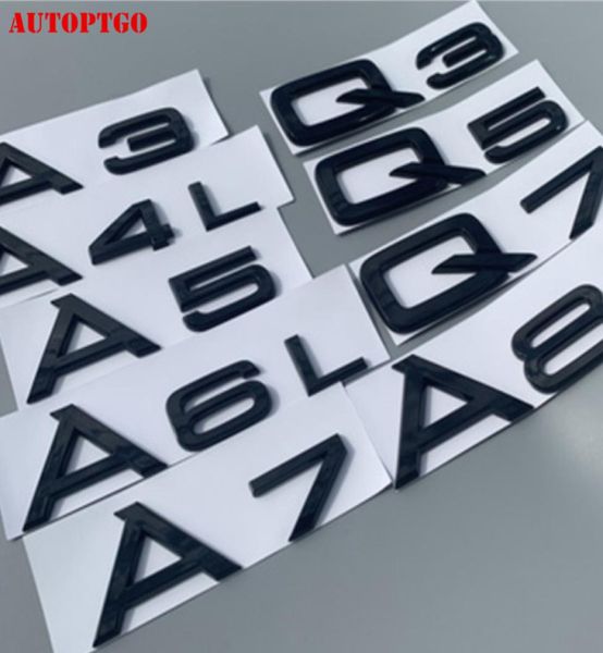 Nero Car Rear Trunk Lettera A1 A3 A4 A5 A6 A7 A8 Q3 Q2 Q5 Q7 Distintivo dell'emblema Logo Decal adesivo per A Q GT TT3168302