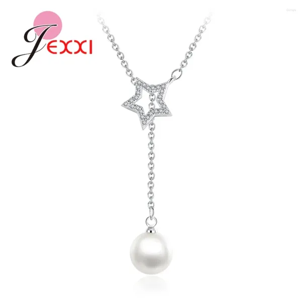 Catene Collana girocollo a forma di stella in argento sterling 925 Produttori all'ingrosso di perle stellate pavimentate di zirconi cubici super brillanti