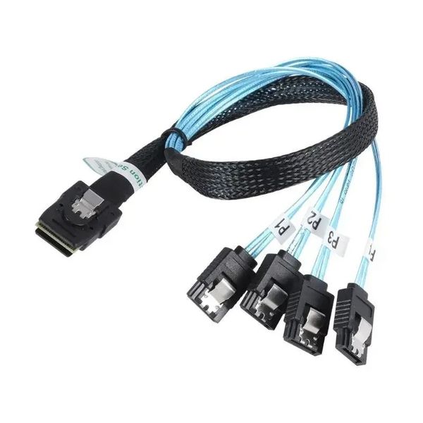 Cabo SAS SATA Mini-SAS SFF-8087 para 4 Cabo SATA Mini SAS 4i SFF8087 36P para 4 SATA 7P Cabo 12Gbps 50cm Dados de disco rígido