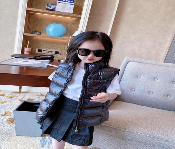 Winter Kinder Warme Weste Für Jungen Mädchen Einfarbig weiß dunkel Daunen gepolsterte Weiche Weste Kinder Ärmellose Jacke Outwear Kleinkind 7233898