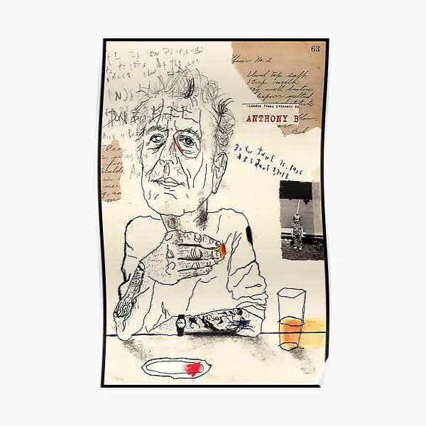 Calligrafia Anthony Bourdain Bere Poster da parete Stampa murale Moderna casa vintage Immagine Divertente Art Decor Pittura Decorazione Senza cornice