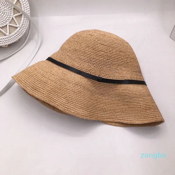 Chapéus de balde de aba larga chapéus de pescador chapéu feminino verão grandes beirais feriado chapéu de sol crochê lafite grama bacia boné dobrável chapéu de palha