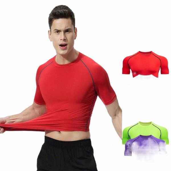 Herren Compri Shirt Fitn Sport Laufen Tight Gym T-Shirts Athletic Quick Dry Tops T-Shirt Sommer Surfen Marine Sportswear x6m4 #