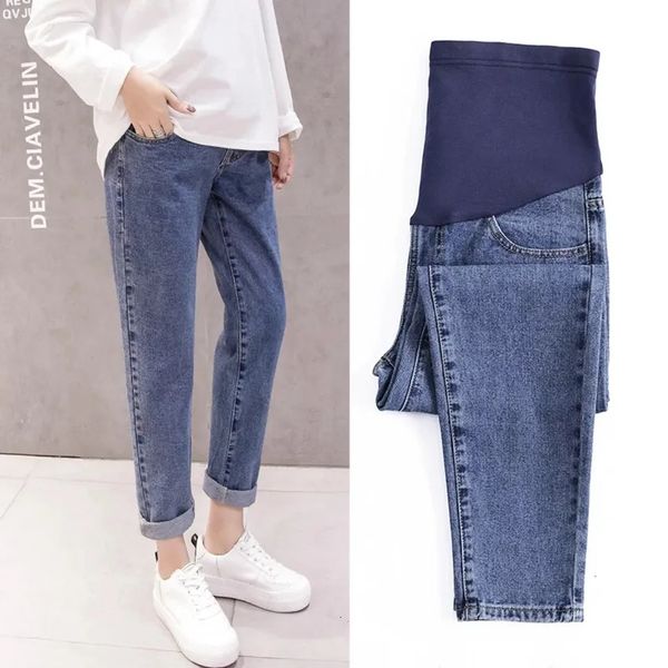 Schwangerschafts-Bauchhose, Boyfriend-Jeans, Umstandshose für schwangere Frauen, Kleidung mit hoher Taille, lockere Denim-Jeans 240311