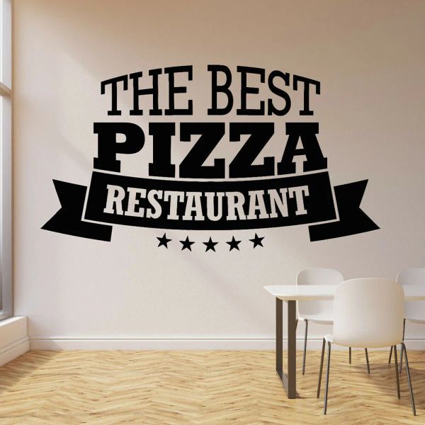 Adesivos a melhor pizza vinil decalque da parede comida italiana sinal janela adesivo restaurante frase pizza arte mural papel de parede para rrstaurant m183