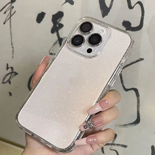 Capa de telefone transparente luxo macio silicone claro glitter capa de telefone para iphone 15 14 13 12 11 pro max 15 plus x xs max xr capa à prova de choque lyp057