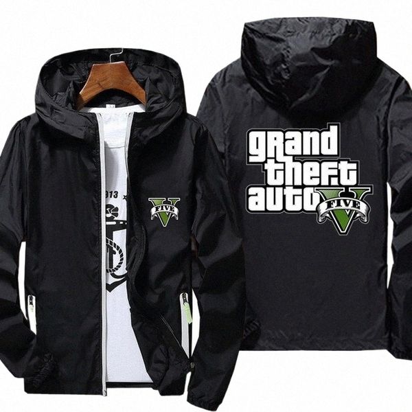 donna uomo Grand Theft Auto 3D GTA 5 Logo giacca a vento protezione solare riflettente pelle cerniera maglietta giacca sportiva pilota oversize XL l8H8 #