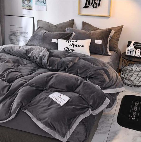 FB18003 Beliebtes Luxus-Kristall-Samt-Bettwäsche-Set, Bettbezug, Bettlaken, 4-teiliges Set, Winterbettwäsche, King-Size-Bett, Samt, Heimtextilien Tex7915091