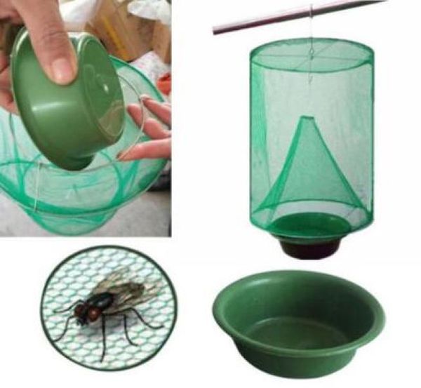 Fly öldür haşere kontrol tuzağı araçları yeniden kullanılabilir asılı sineği yakalayıcı katil flytrap zapper cage net tuzak bahçe malzemeleri katilflies cca1975653