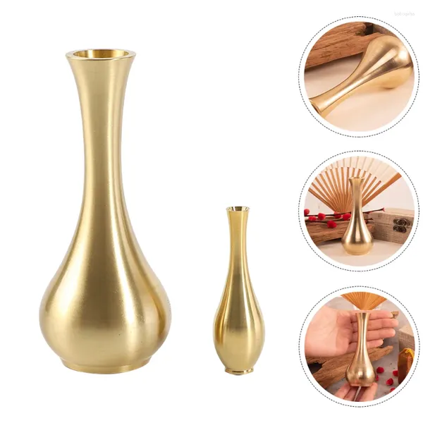 Vasen 2 Stück Gold Dekor Messing Vase Mini Ornament Metall Tisch Minimalist Po Requisiten Blumenhalter Kind