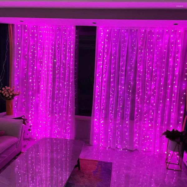 Cordas de controle remoto luzes de cortina controladas led para quarto decoração ao ar livre festas de casamentos de fadas