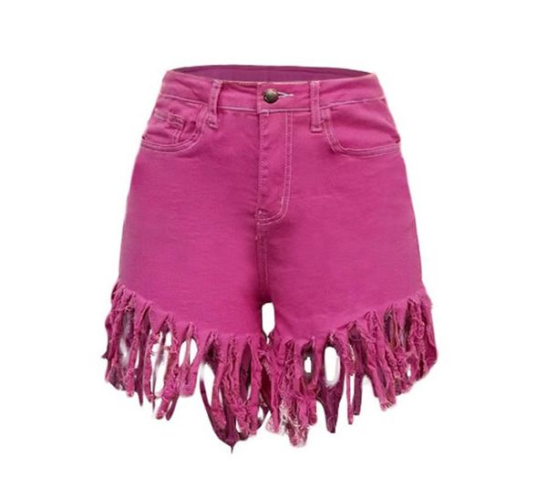 Sommer Frauen Casual Shorts Jeans Stretch Mitte Rise Franed Raw Saum Delessed Denim Shorts Tassels Hosen Skinny Fashion8807124