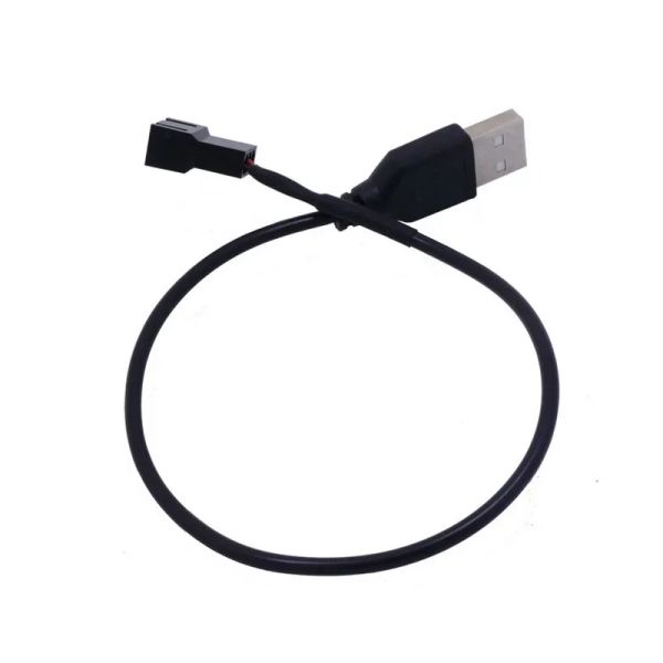 2024 USB к 4-контактному/3-контактному адаптеру для компьютерного вентилятора, кабель-адаптер от 5 В до 12 В, разъем кабеля питания, 3-контактный или 4-контактный адаптер вентилятора к USB, 30 см