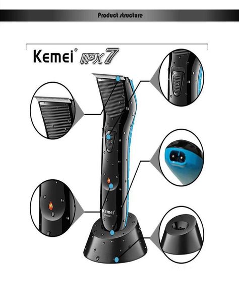 Dhl kemei 0mm máquina de cortar cabelo elétrica barbeiro máquina de corte de cabelo para o homem ferramenta barbeador recarregável barba barbear navalha barber8940374