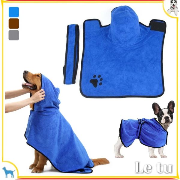 Toalhas de cachorro Pet Robe Bath Toalha macia absorvendo rapidamente fibra de fibra de fibra de fibra de toalha seca com chapéu de gato pupuy suprimentos para animais de estimação