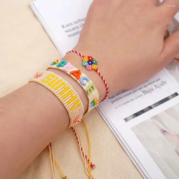 Strand Mosengkw INS stile etnico tessuto fatto a mano nastro lettera braccialetto per le donne Miyuki perline perline set multistrato