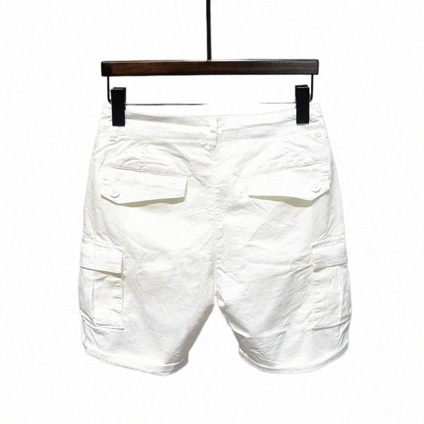 Корейские роскошные мужские узкие джинсы Wed, дизайнерские джинсовые шорты на лето, эластичные прямые белые шорты-карго для бойфренда G67A #