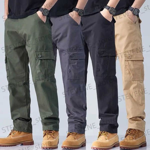 Herrenhosen Baumwolle Cargohose Männer Overalls Armee Militärstil Taktisches Training Gerade Hose Outwear Lässige Baggyhose mit mehreren Taschen T240326