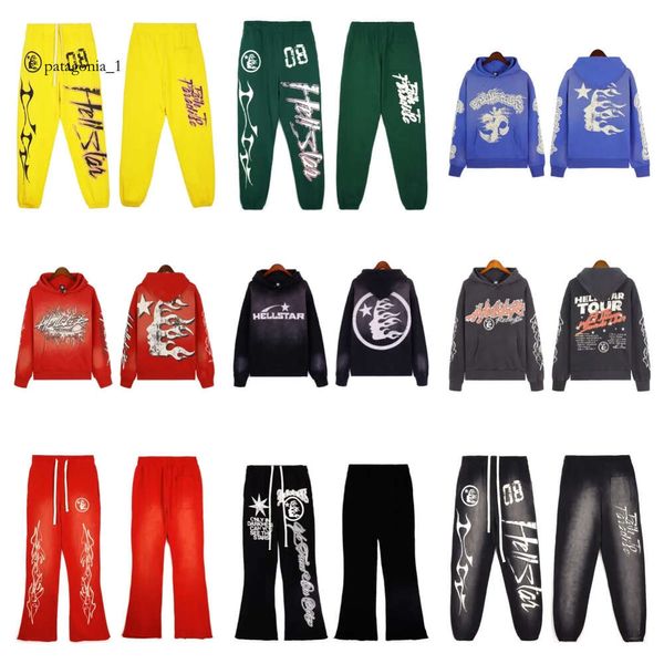 Hell Star Hoodie Dupe Kostenloser Versand Hosenset Langarm Hoodie Hellstar Trainingsanzug Set Hellstar Leichte und atmungsaktive Hose Jogginghose Anzug 9603