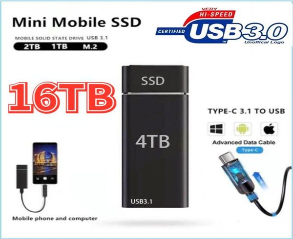 M2 SSD 16TB 8TB 4TB 2TB 1TB Устройство хранения Hard Drive Portable USB -мобильные жесткие диски твердые диск для ПК Laptop9092981