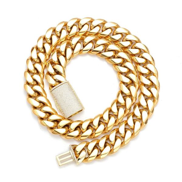 Miami Gold Cuban Link Chain Designer Мужчины 12 мм шириной 14 мм микроинкультированный CZ Diamond in Buckle Rock Rapper Hip Hop 18k Gold Jewelry Jewelry Женщины персонализируют подарок