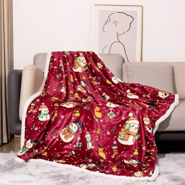 Cobertores Cobertor de pelúcia Flanela de Natal Atacado Espessado Digital Impresso Cordeiro Nap