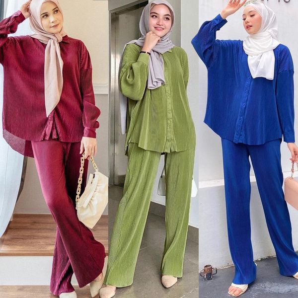 M908 # roupas femininas Malásia Indonésia conjunto de roupas moda calças plissadas conjunto 230426