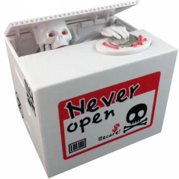 Boxen kreatives Geld sparen Kisten Higgy Bank Ghost Moneybox mit knallendem Schädel Skelett Hand Automatische Münze Stehlen Babykinder Kindergeschenk