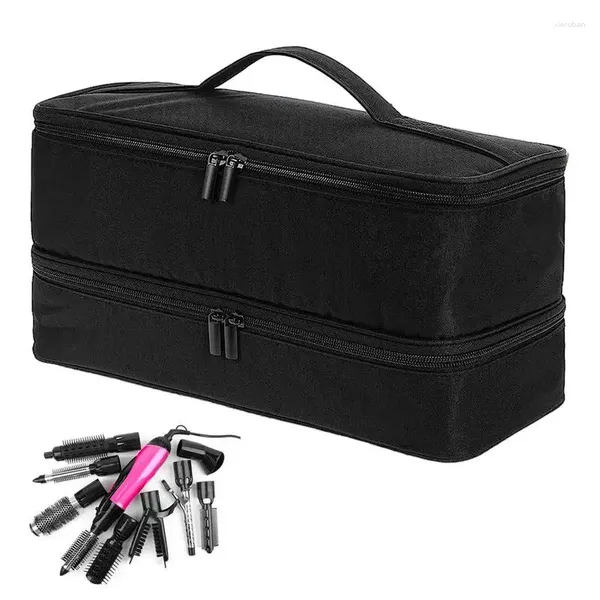 Borse portaoggetti Custodia da viaggio per ferro da stiro Porta bigodini Borsa organizer a doppio strato Strumenti per lo styling per l'arricciatura dell'asciugatrice