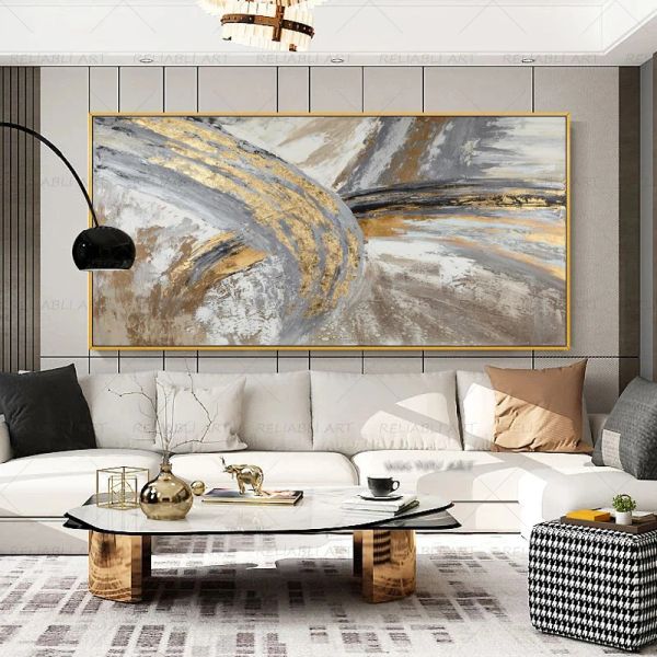 Abstrakte goldene Malerei Wandkunst Bilder für Wohnzimmer Leinwand Malerei moderne Wohnkultur Poster und Drucke Vintage Cuadros ohne Rahmen