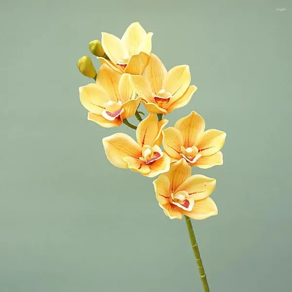 Flores decorativas prático aumentar vitalidade flor falsa anti-desbotamento falso realista cymbidium pogal adereços