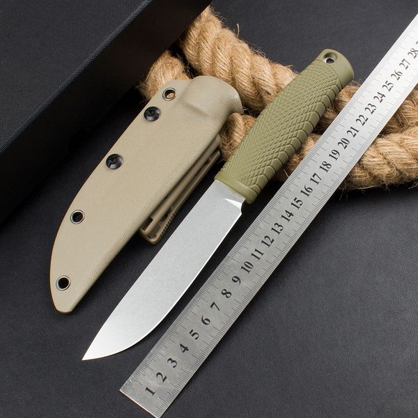 1 Pz Nuovo H3887 Coltello dritto di fascia alta 14C28N Stone Wash Blade Full Tang Kraton Maniglia Escursione di campeggio esterna Coltelli di sopravvivenza con Kydex