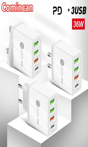 Quick Charge 30 PD USB Charger Universal 36W Тип C Fast Chargers Power Adapter для телефона 12 8 плюс Xiaomi LG Tablet6038671