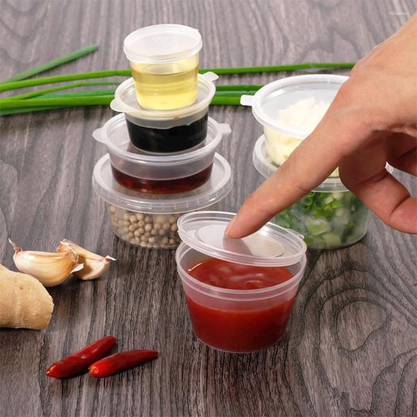 Bottiglie di stoccaggio 54ml Tazza di salsa sigillata in plastica Trasparente Contenitore monouso piccolo Tazze da pasto confezionate Scatola di condimento Forniture da cucina