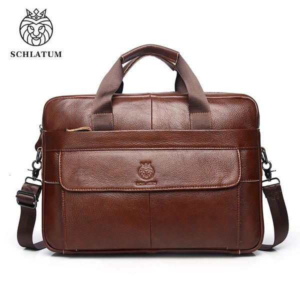 SCHLATUM 2023 Echtes Leder Aktentaschen Hart Für Männer Handtaschen Laptop Aktentaschen Taschen 156 Zoll Büro Bussiness Computer Tasche 240320