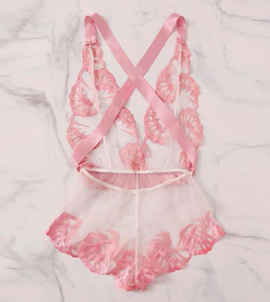 Set reggiseno lingerie sexy New Women039s Fiocco sexy in nastro di pizzo Stampa raso rosa Reggiseni intimo Sleepwear Set di lingerie Lenceria2149954