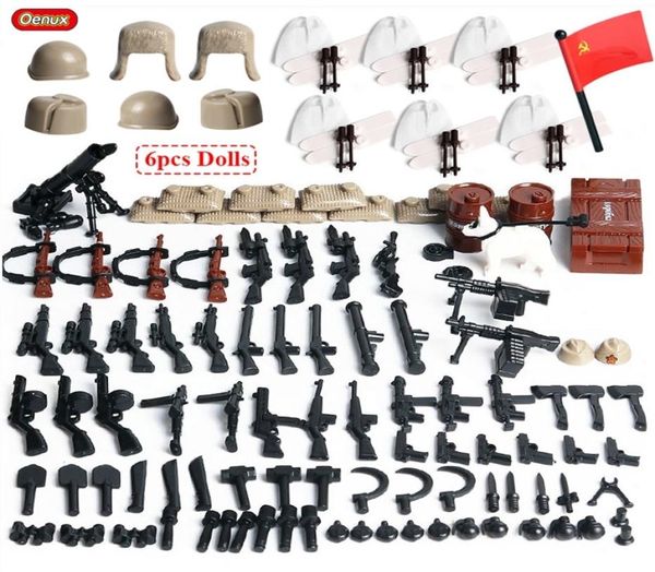 Oenux WW2 Sowjetische Armee Ziegelstein Zweiten Weltkrieg Die Schlacht von Moskauer Mini Russian Figur Militärbau Block Kinder Spielzeug 2207153625395