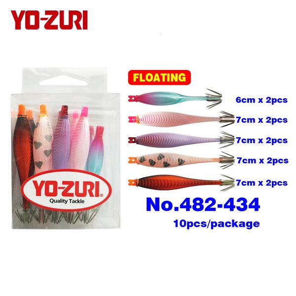 YO-ZURI Squid Jigs Squid Hooks Squid Lure Bait 5cm 6cm 7cm Japão Flutuante UV Fluorescente Transparente Amarelo 240312