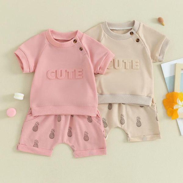 Kleidung Sets Kleinkind Baby Junge Mädchen 2 Stücke Nette Trainingsanzüge Sommer Shorts Set Brief Muster Kurzarm T-Shirt Ananas Kleidung