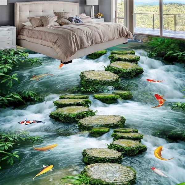 Tapeten Steinpfad rutschfeste wasserdichte selbstklebende Schlafzimmer 3D-Bodenfliesen Custom Home Badezimmer Tapete Papel De Parede