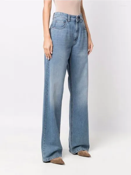 Jeans da donna Pantaloni in denim lunghi fino al pavimento a gamba larga slim comodi estivi a vita alta azzurri da donna