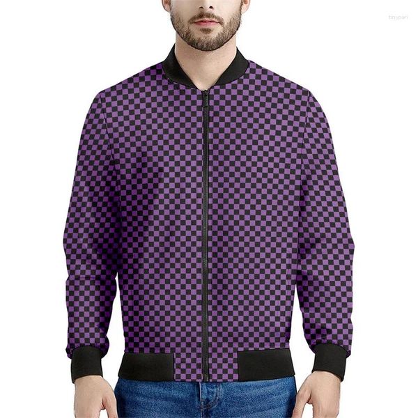 Jaquetas masculinas coloridas 3d impresso xadrez zíper jaqueta para homens moda oversized moletom primavera outono rua manga longa casacos