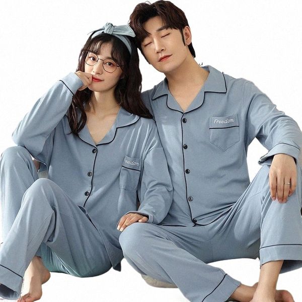 Yeni çift pijama bahar pamuklu erkek ve kadın pijamas lg kollu genç kız ev kıyafetleri geceleme slewear seti pijama hombre 98fn#