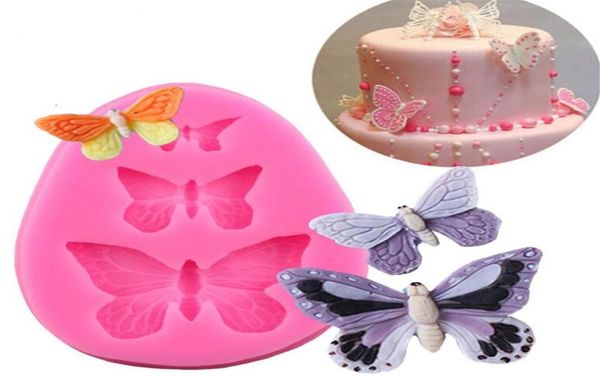 Stampo a farfalla Accessori per la cottura in silicone 3D DIY Sugar Craft Taglierina per cioccolato Stampo per torta fondente Strumento per decorare 3 colori2472378