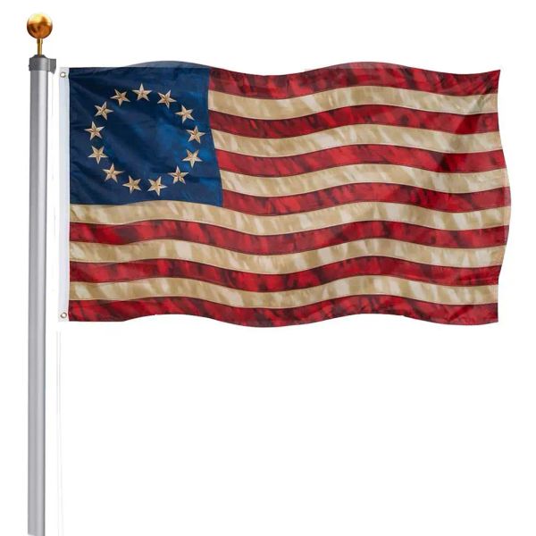 Acessórios Betsy Ross Bandeira 3x5 13 Estrelas Colônias Bandeira Americana Chá Manchado Vintage EUA Bandeiras EUA 1776 Decoração Banner para Quarto Exterior