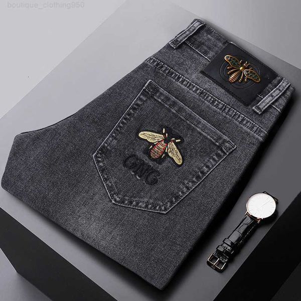 jeans da uomo firmati Jeans Slim Fit Piedi Jeans Slim Fit Pantaloni europei Pantaloni elastici da uomo F01K9