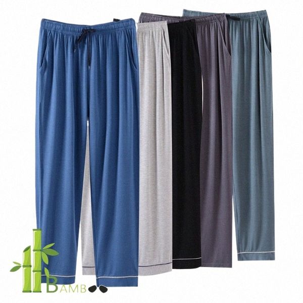 Calças de pijama de malha de fibra de bambu masculina leve com fundo de viscose ultramacia calças de pijama calças de dormir masculinas Slee Wear k0K1 #