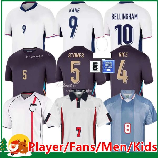 24 25 Englands Football Shirt BELLINGHAM RASHFORD KANE 2024 Euro Cup 2025 Soccer Jersey National Team Home White Away Men Kid Kit Mulheres Saka RICE FODEN S-4XL 63 33