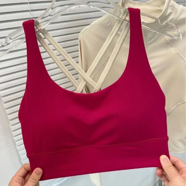 Completo da yoga Reggiseno sportivo a coste energetiche da donna Reggiseni interi con cinturino incrociato Pilates Gilet traspirante ad asciugatura rapida a prova di energia